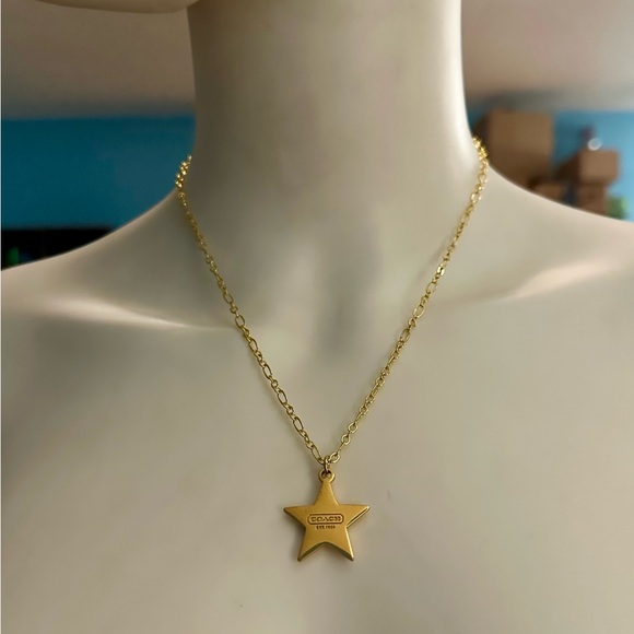 Coach Gold Reversible Layered Star Pendant 18k/.925 Necklace - Picture 2 of 16